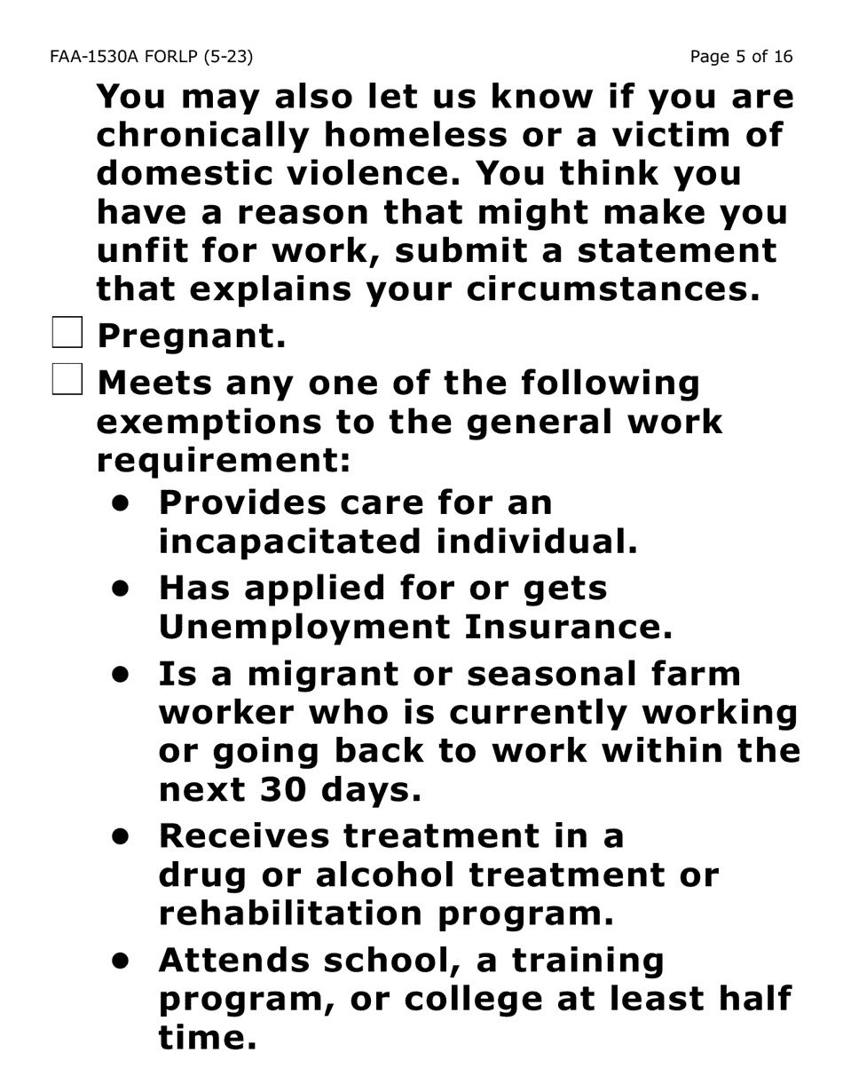 Form FAA-1530-LP Abawd Participation and Referral (Large Print) - Arizona, Page 5