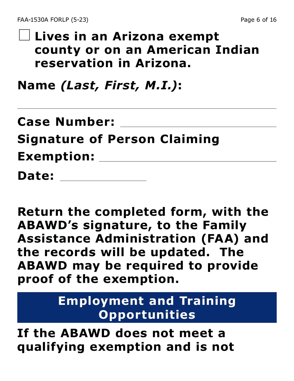 Form FAA-1530-LP Abawd Participation and Referral (Large Print) - Arizona, Page 6