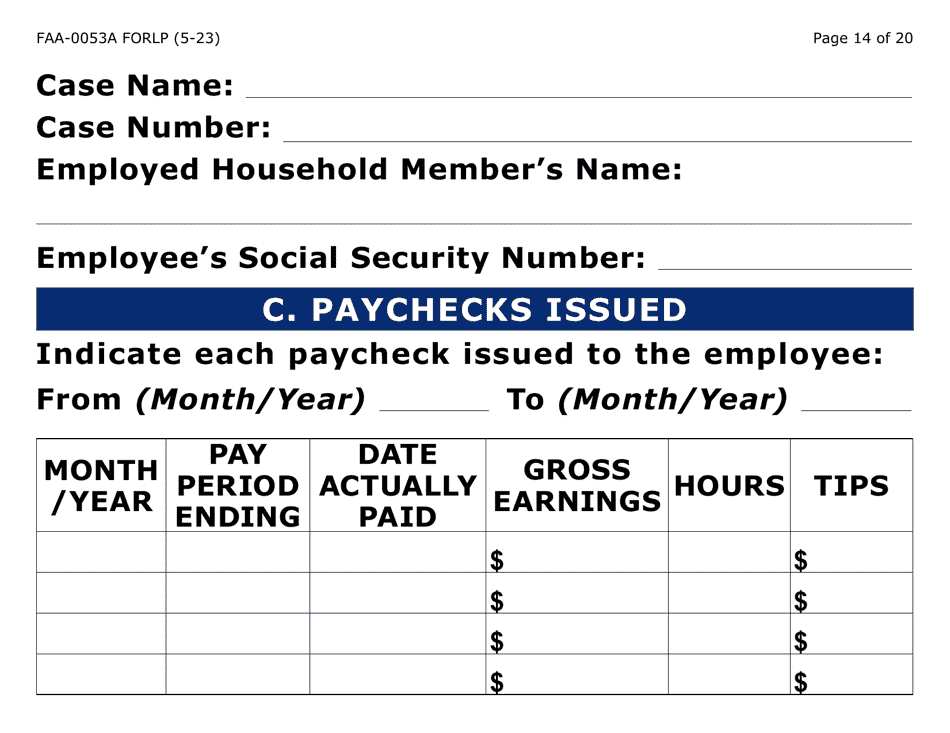 Form FAA-0053A-LP Verification of New / Current Employment (Large Print) - Arizona (English / Spanish), Page 14