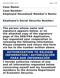 Form FAA-0053A-LP Verification of New/Current Employment (Large Print) - Arizona (English/Spanish), Page 2