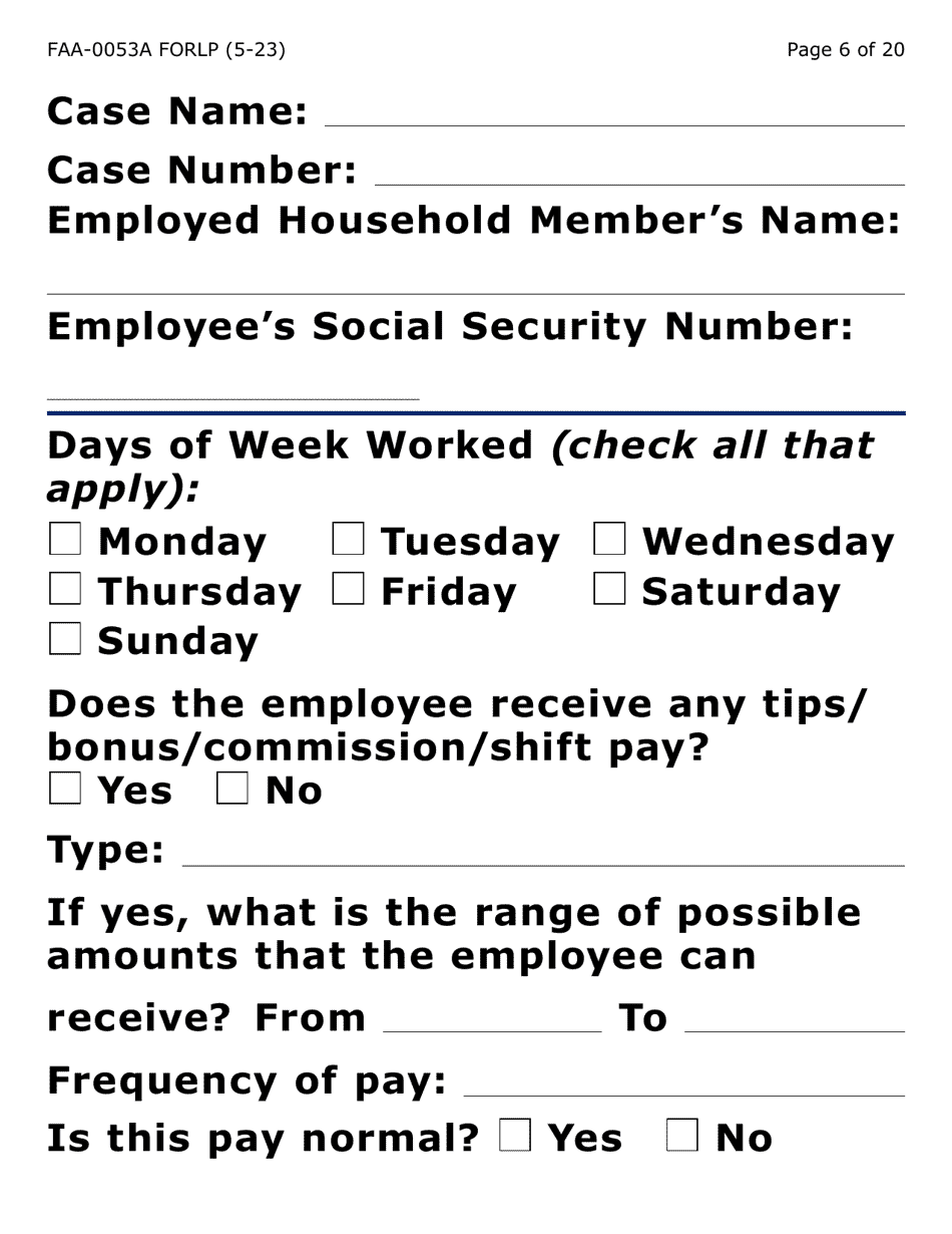 Form FAA-0053A-LP Verification of New / Current Employment (Large Print) - Arizona (English / Spanish), Page 6