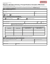 Form 4816 Request to Bill Seller Following a Principal Residence Exemption (Pre) Denial - Michigan