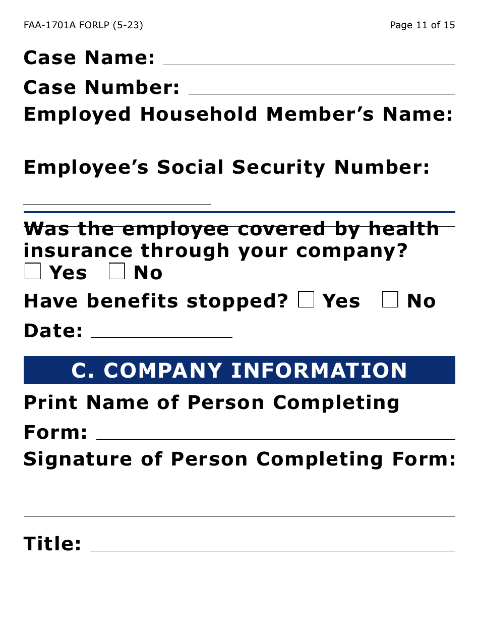 Form FAA-1701A-LP Verification of Terminated Employment (Large Print) - Arizona (English / Spanish), Page 11