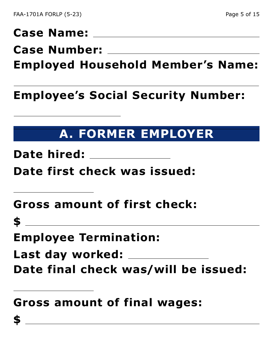 Form FAA-1701A-LP Verification of Terminated Employment (Large Print) - Arizona (English / Spanish), Page 5