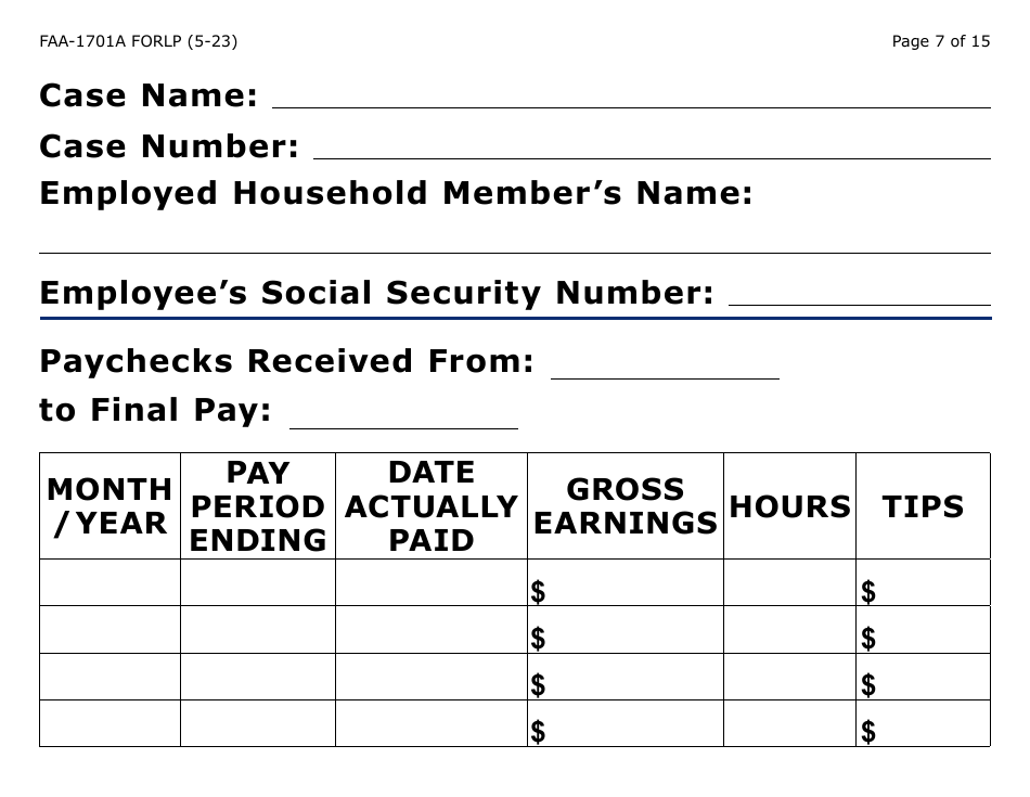 Form FAA-1701A-LP Verification of Terminated Employment (Large Print) - Arizona (English / Spanish), Page 7