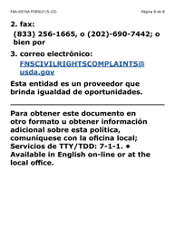 Formulario FAA-0574A-SLP Retirar O Suspender Beneficios/Solicitud De Apelacion (Letra Grande) - Arizona (Spanish), Page 8