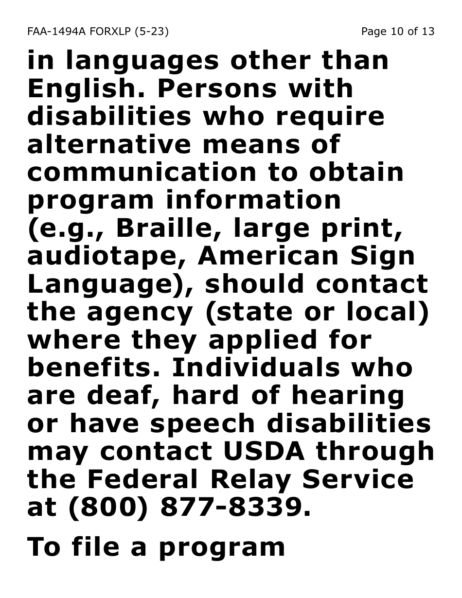 Form FAA-1494A-XLP Authorized Representative Removal (Extra Large Print) - Arizona, Page 10