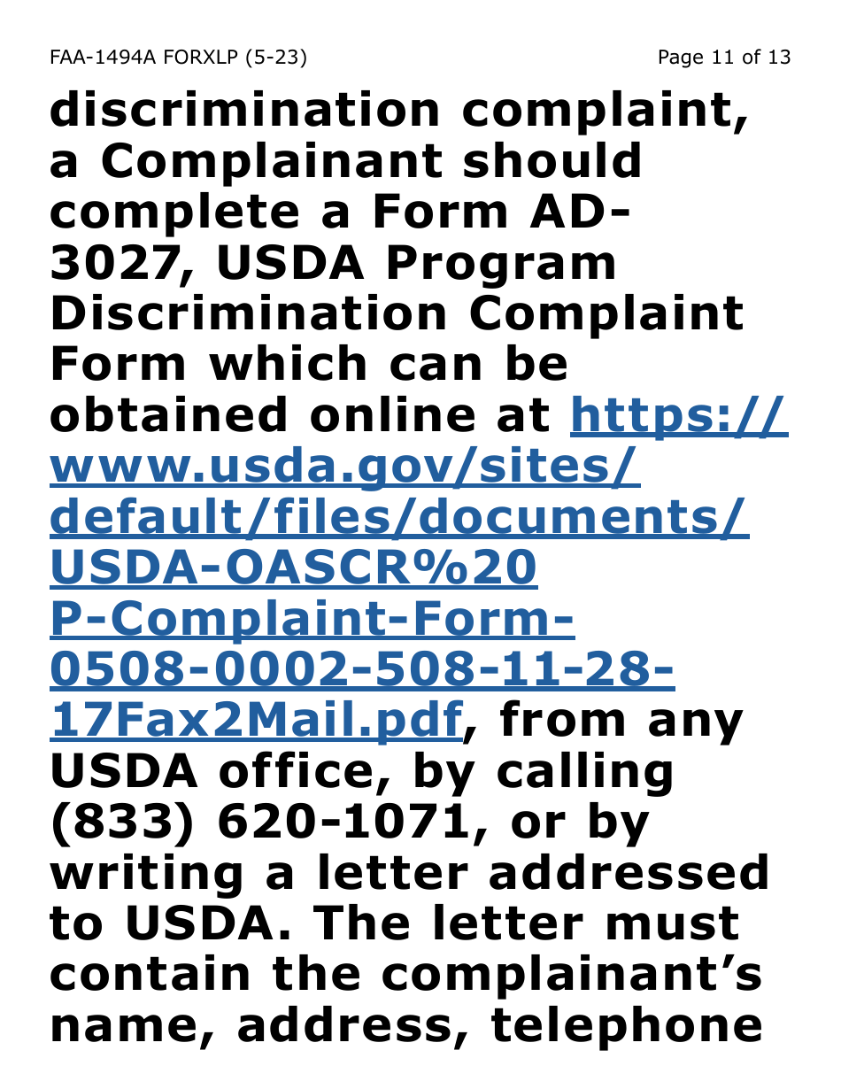Form FAA-1494A-XLP Authorized Representative Removal (Extra Large Print) - Arizona, Page 11