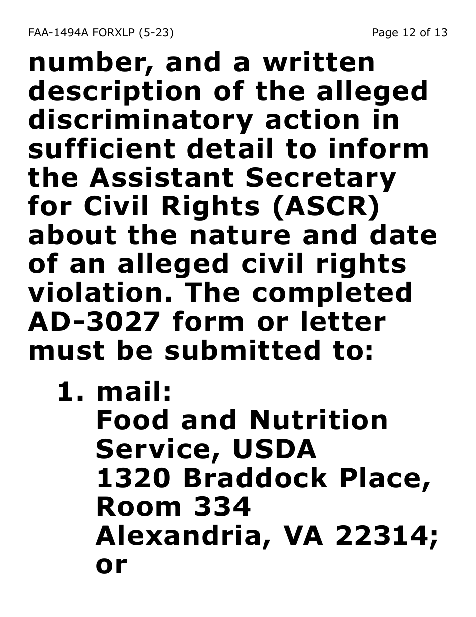 Form FAA-1494A-XLP Authorized Representative Removal (Extra Large Print) - Arizona, Page 12