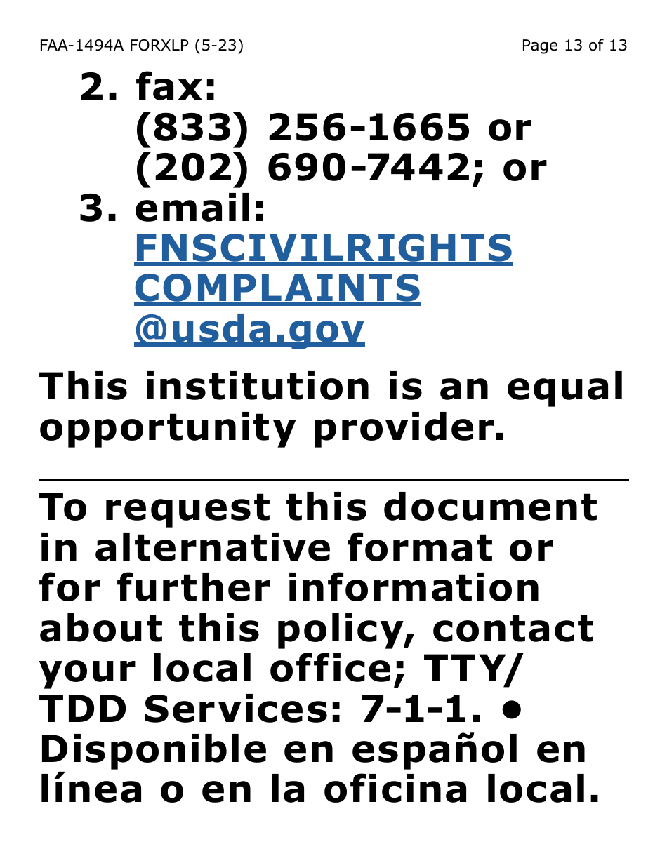Form FAA-1494A-XLP Authorized Representative Removal (Extra Large Print) - Arizona, Page 13