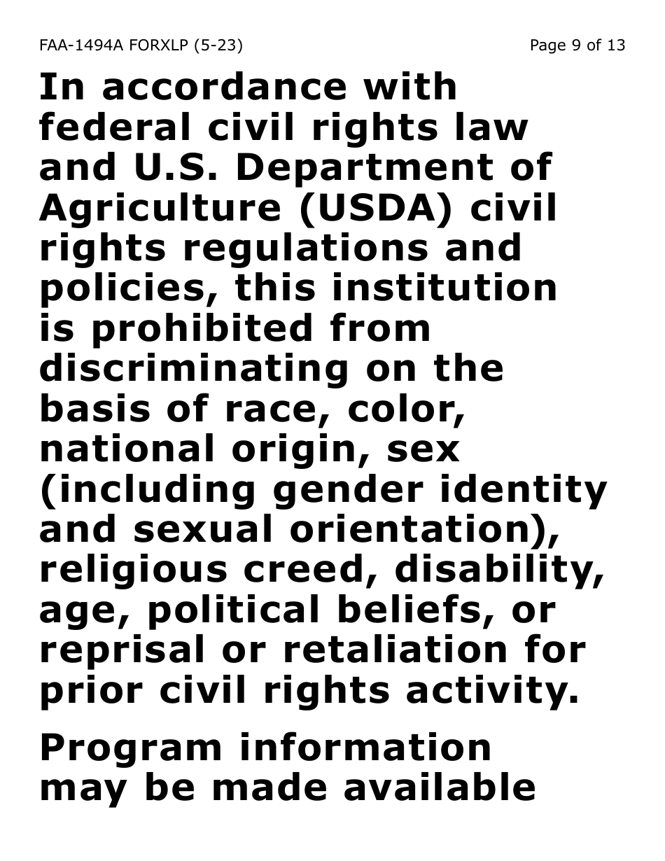 Form FAA-1494A-XLP Authorized Representative Removal (Extra Large Print) - Arizona, Page 9