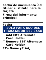 Formulario FAA-1004A-SXLP Designacion De Titular Sustituto Para La Tarjeta De Ebt (Letra Extra Grande) - Arizona (Spanish), Page 4