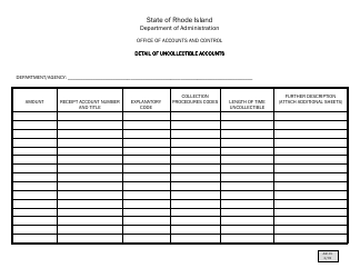 Form AR-1 Report of Uncollectible Accounts Receivable - Rhode Island, Page 3