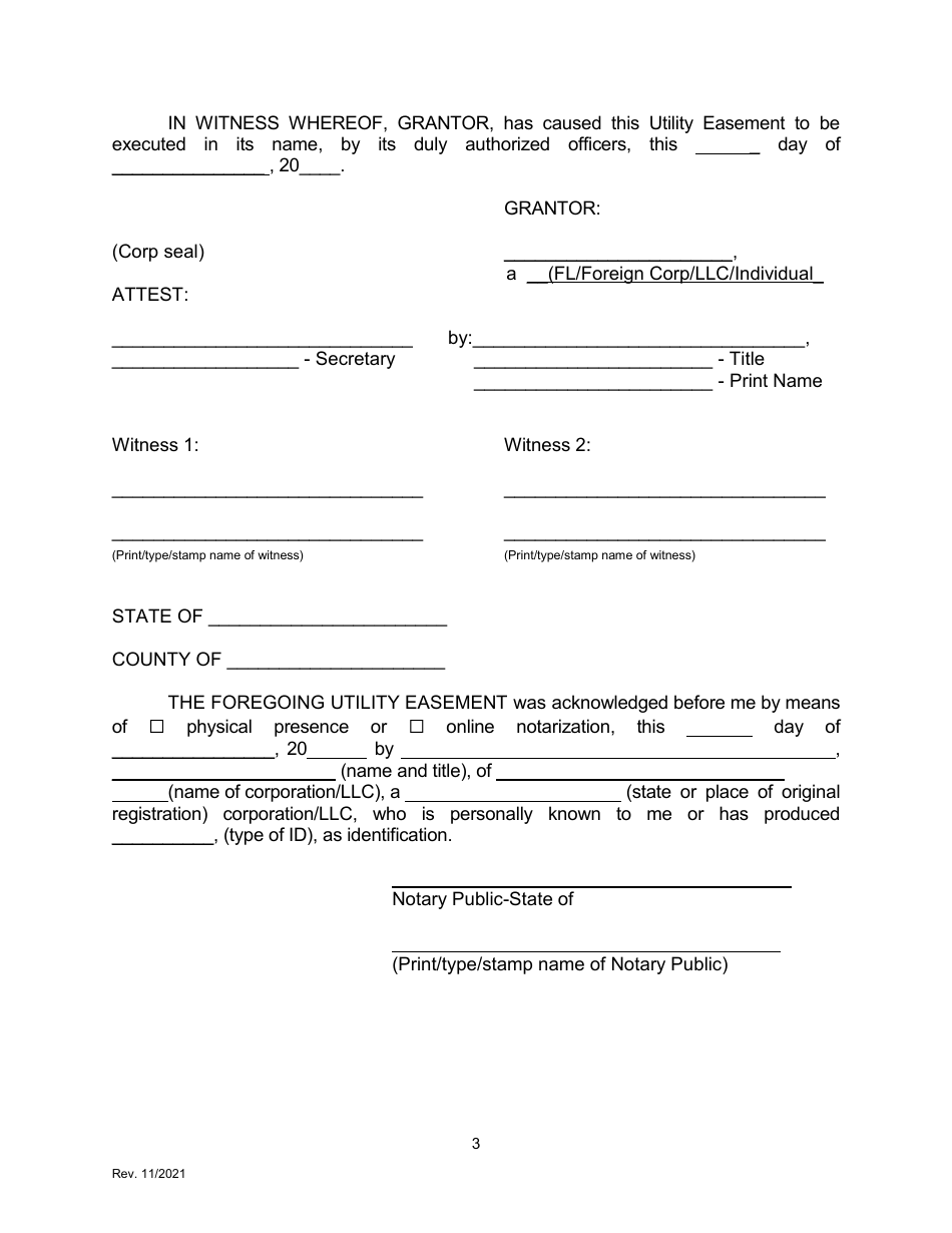 City of Coconut Creek, Florida Utility Easement - Fill Out, Sign Online ...