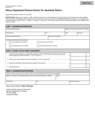 Document preview: Form 5815 Heavy Equipment Owners Excise Tax Quarterly Return - Michigan