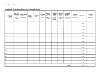 Form 5815 Heavy Equipment Owners Excise Tax Quarterly Return - Michigan, Page 2