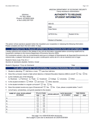 Document preview: Form FAA-0060A Authority to Release Student Information - Arizona