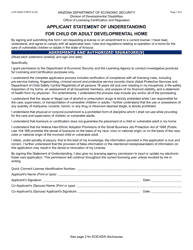 Form LCR-1056A Applicant Statement of Understanding for Child or Adult Developmental Home - Arizona