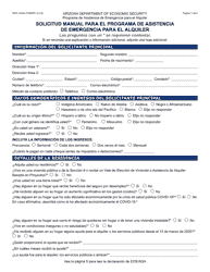 Document preview: Formulario RAP-1002A-S Solicitud Manual Para El Programa De Asistencia De Emergencia Para El Alquiler - Arizona (Spanish)
