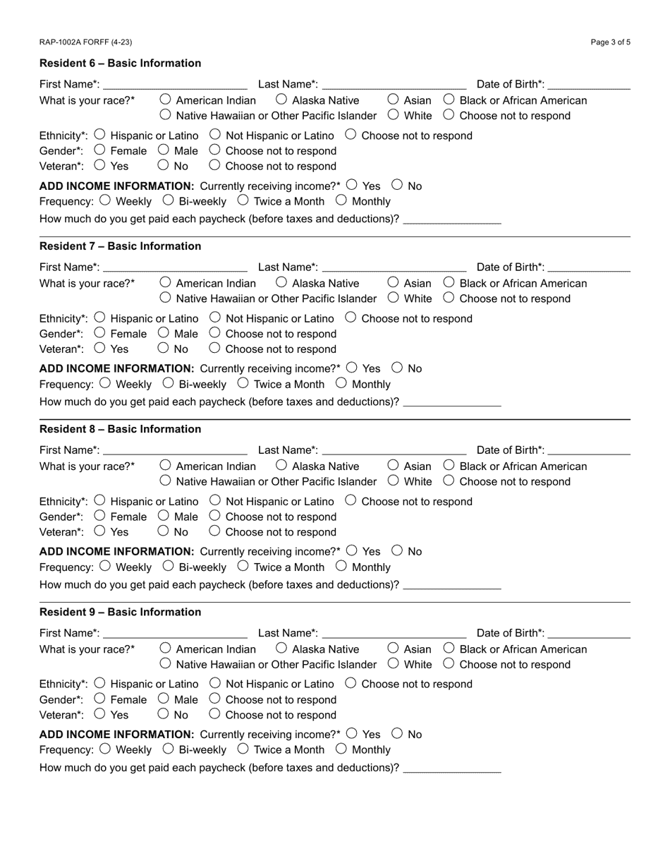 Form RAP-1002A Emergency Rental Assistance Program Manual Application - Arizona, Page 3