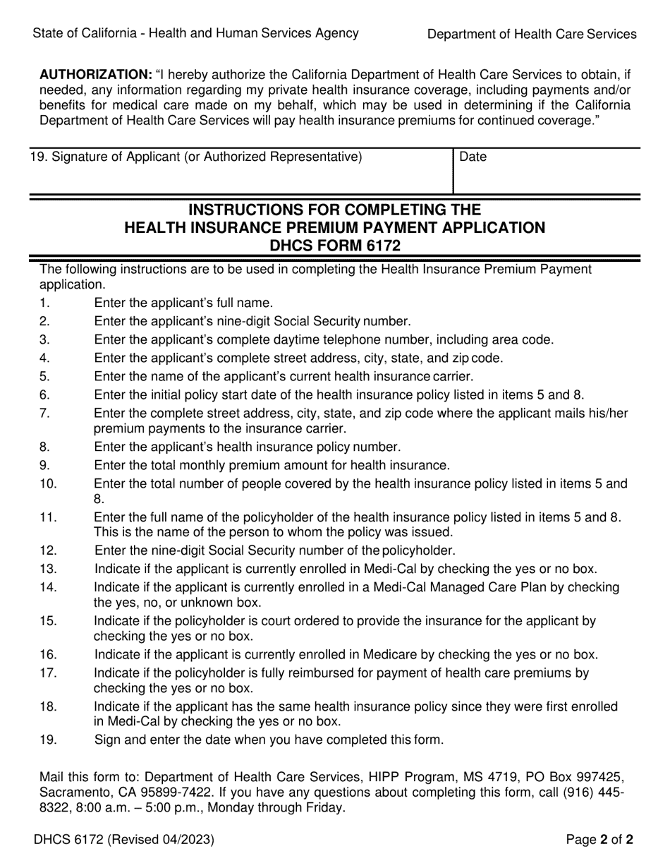 Form DHCS6172 Health Insurance Premium Payment Application - California, Page 2