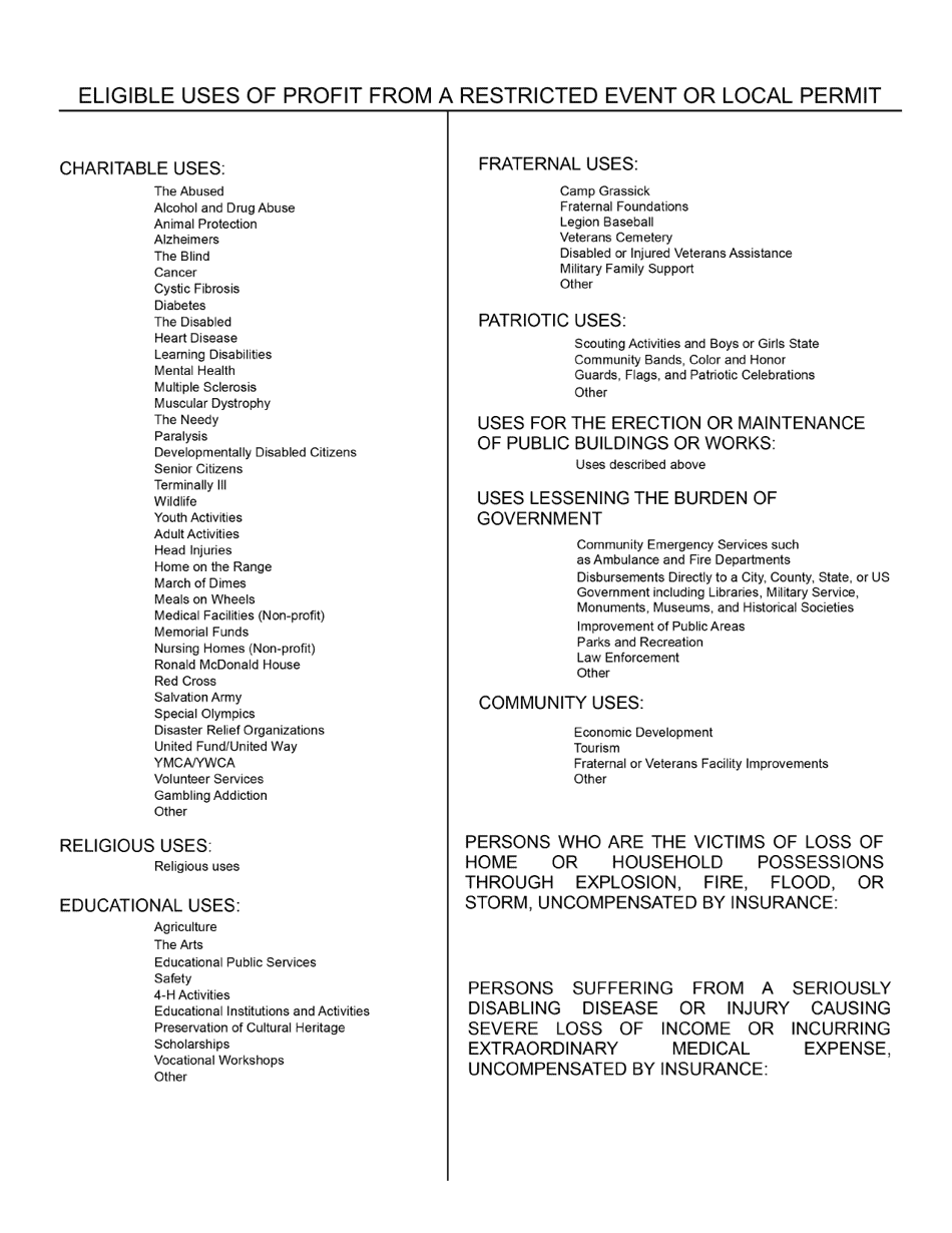 Form SFN52880 Report on a Restricted Event Permit - North Dakota, Page 2