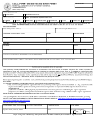 Form SFN17926 Local Permit or Restricted Event Permit - North Dakota