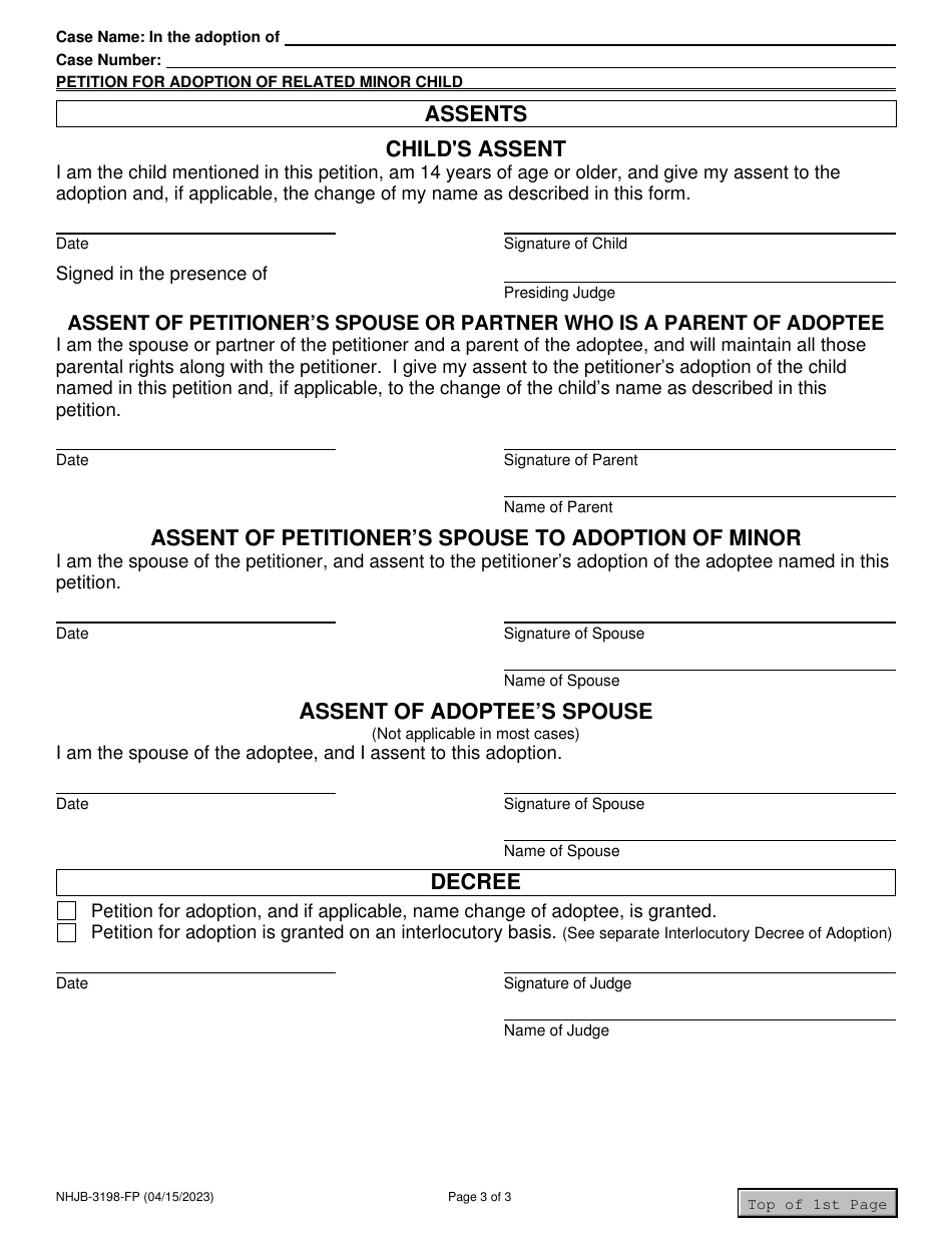 Form NHJB-3198-FP Petition for Adoption of Related Minor Child - New Hampshire, Page 3