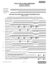 Document preview: Form NHJB-2185-FP Petition for Adoption of Unrelated Minor Child - New Hampshire