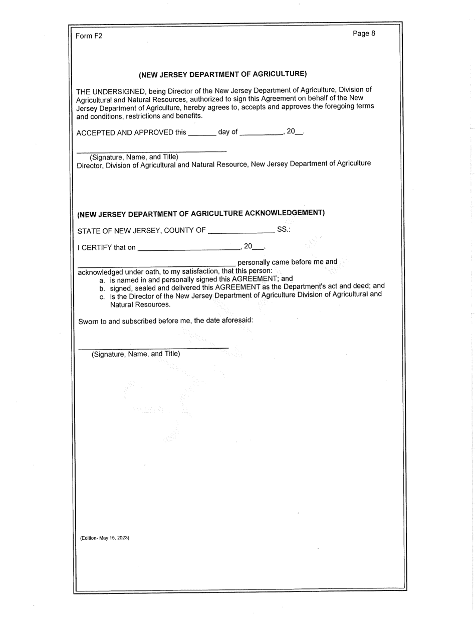 Form F2 Standard Agreement for Owner Applicant - Deer Fencing Program - New Jersey, Page 8