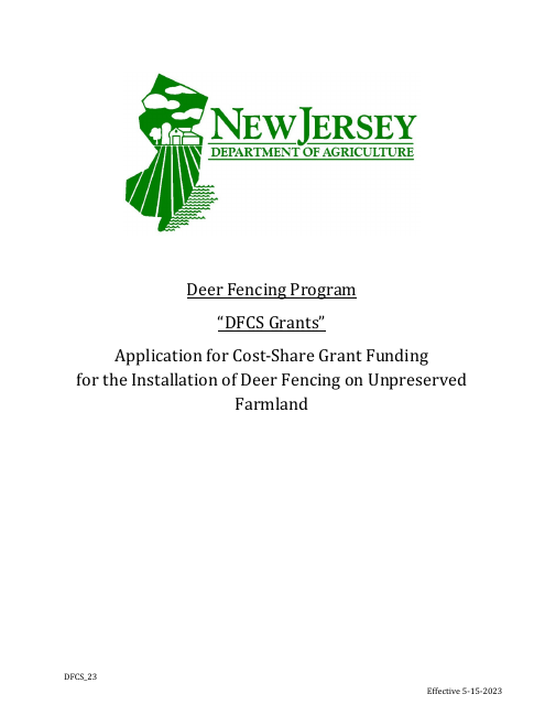 Application for Cost-Share Grant to Install Deer Fencing on Unpreserved Farmland - New Jersey Download Pdf