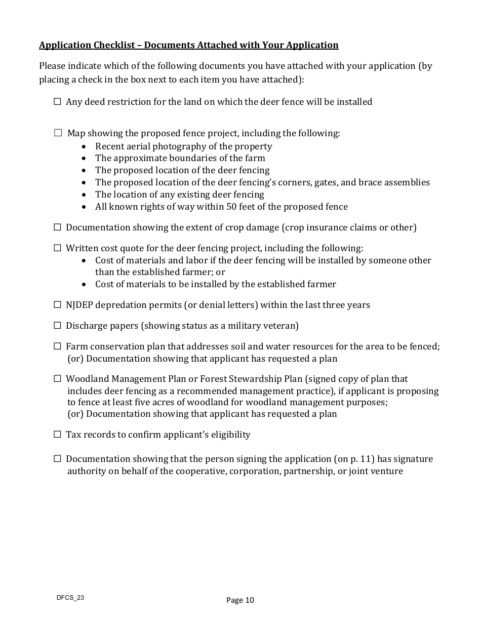 Application for Cost-Share Grant to Install Deer Fencing on Unpreserved Farmland - New Jersey, Page 11