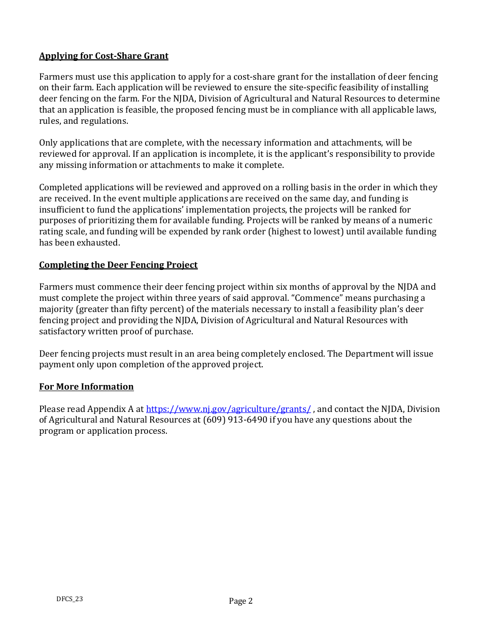 Application for Cost-Share Grant to Install Deer Fencing on Unpreserved Farmland - New Jersey, Page 3