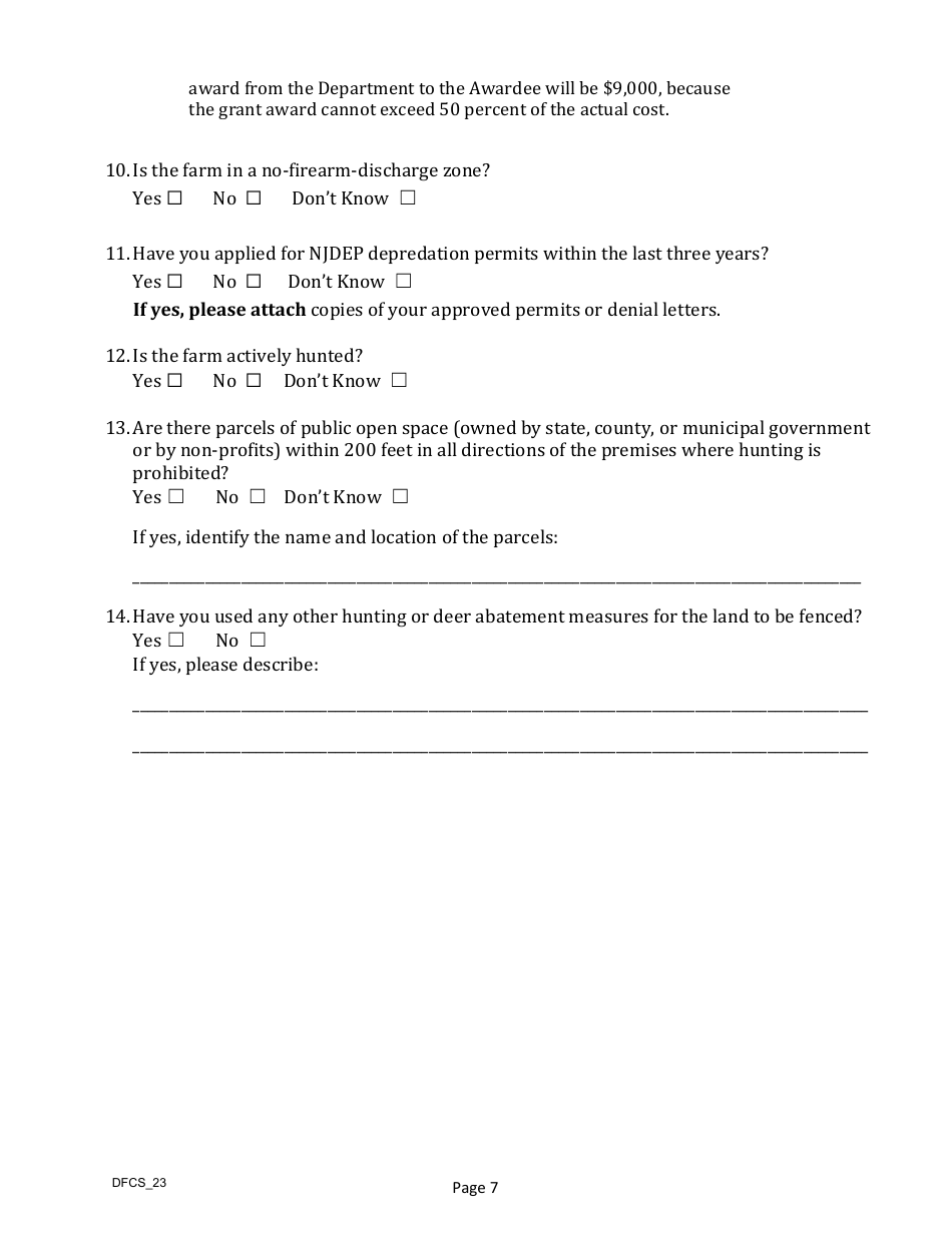 Application for Cost-Share Grant to Install Deer Fencing on Unpreserved Farmland - New Jersey, Page 8