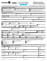 Form 3006E Employment Ontario Participant Registration - Ontario, Canada