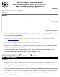 Document preview: Form A-38 Response/Intervention - Application Concerning Work Assignment (Jurisdictional Dispute) - Ontario, Canada