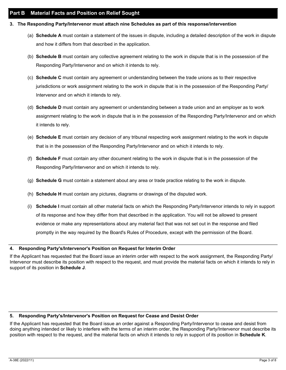 Form A-38 Response / Intervention - Application Concerning Work Assignment (Jurisdictional Dispute) - Ontario, Canada, Page 3