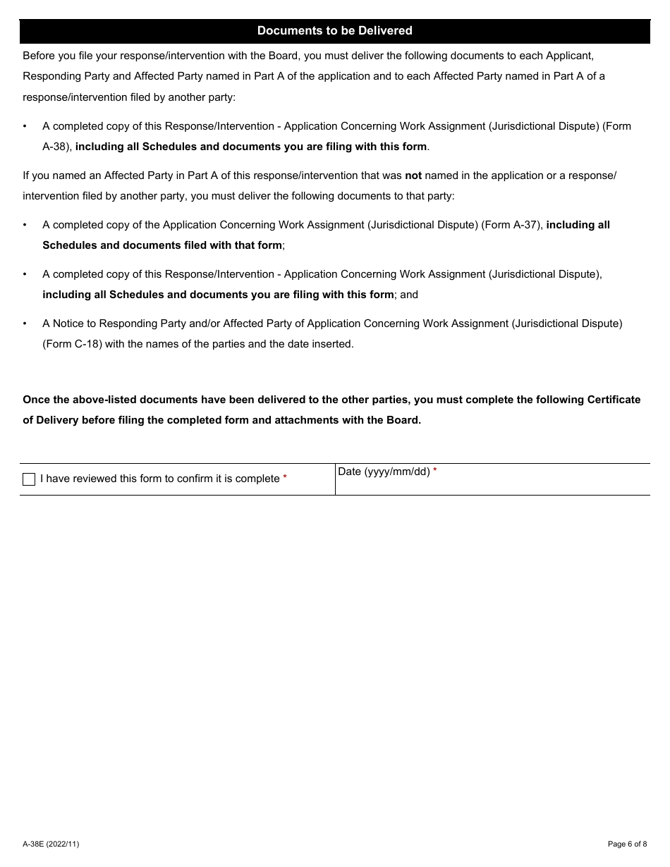 Form A-38 Response / Intervention - Application Concerning Work Assignment (Jurisdictional Dispute) - Ontario, Canada, Page 6