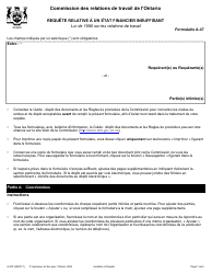 Document preview: Forme A-47 Requete Relative a Un Etat Financier Insuffisant - Ontario, Canada (French)