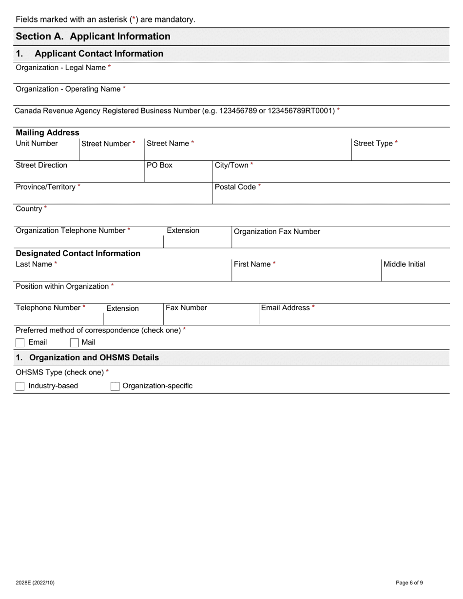 Form 2028E Supporting Ontarios Safe Employers (Sose) Occupational Health and Safety Management System (Ohsms) Accreditation Application - Ontario, Canada, Page 6