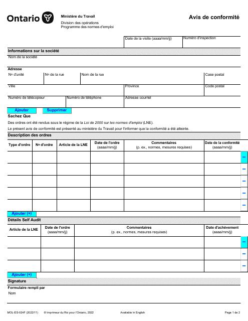 Forme MOL-ES-024F  Printable Pdf