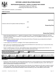 Document preview: Form A-66 Response/Intervention -appeal of Inspector's Order - Ontario, Canada