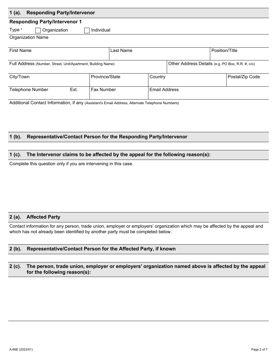 Form A-66 Response / Intervention -appeal of Inspectors Order - Ontario, Canada, Page 2