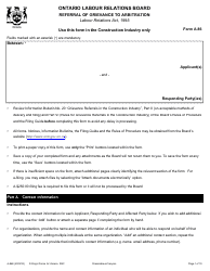 Document preview: Form A-86 Referral of Grievance to Arbitration - Ontario, Canada