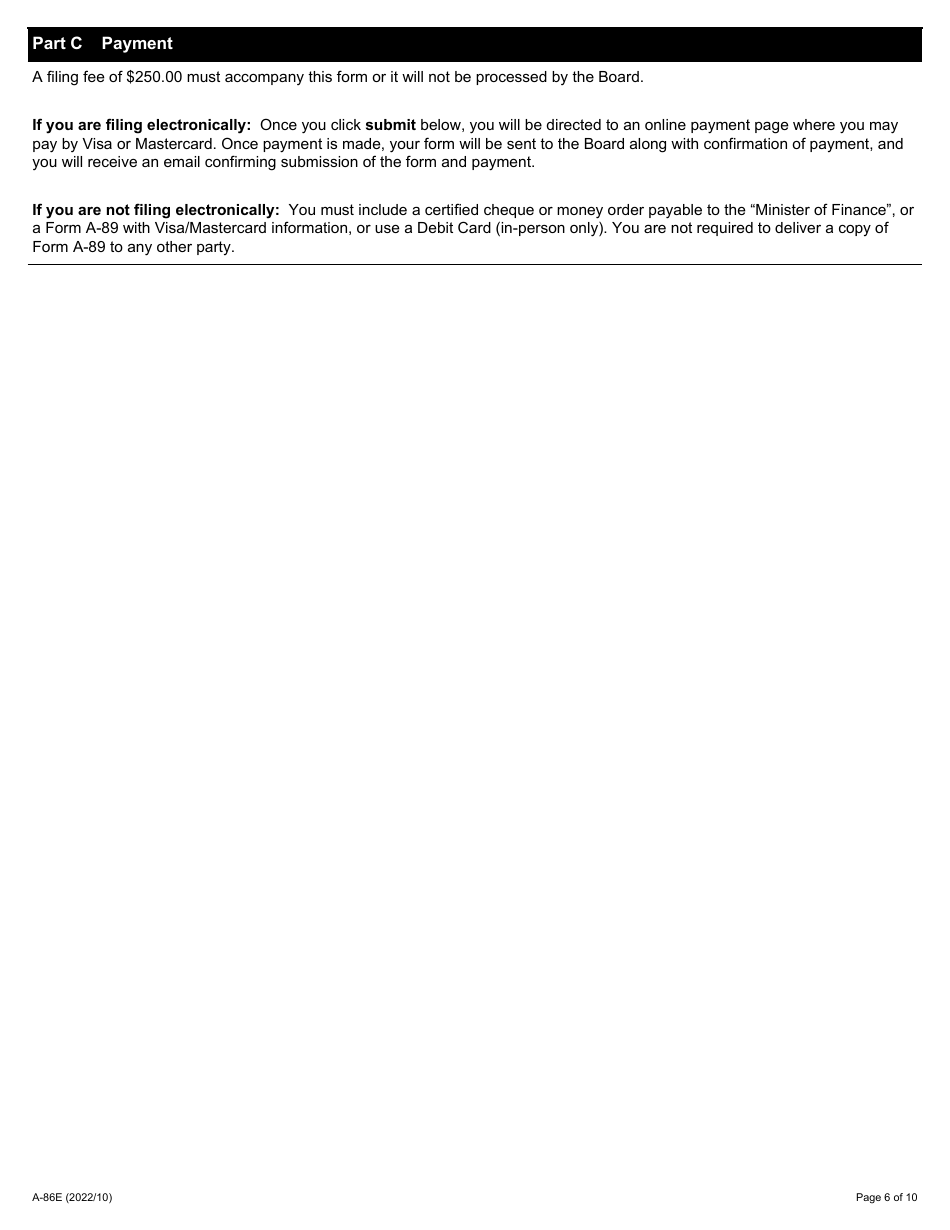 Form A-86 Referral of Grievance to Arbitration - Ontario, Canada, Page 6