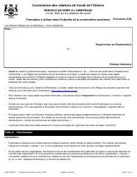 Document preview: Forme A-86 Renvoi D'un Grief a L'arbitrage - Ontario, Canada (French)