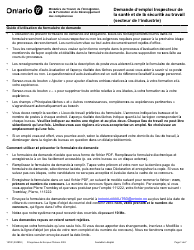 Document preview: Forme 1975F Demande D'emploi Inspecteur De La Sante Et De La Securite Au Travail (Secteur De L'industrie) - Ontario, Canada (French)