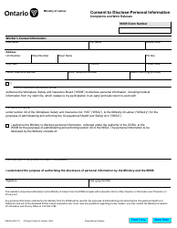 Document preview: Form 0283E Consent to Disclose Personal Information Complaints and Work Refusals - Ontario, Canada