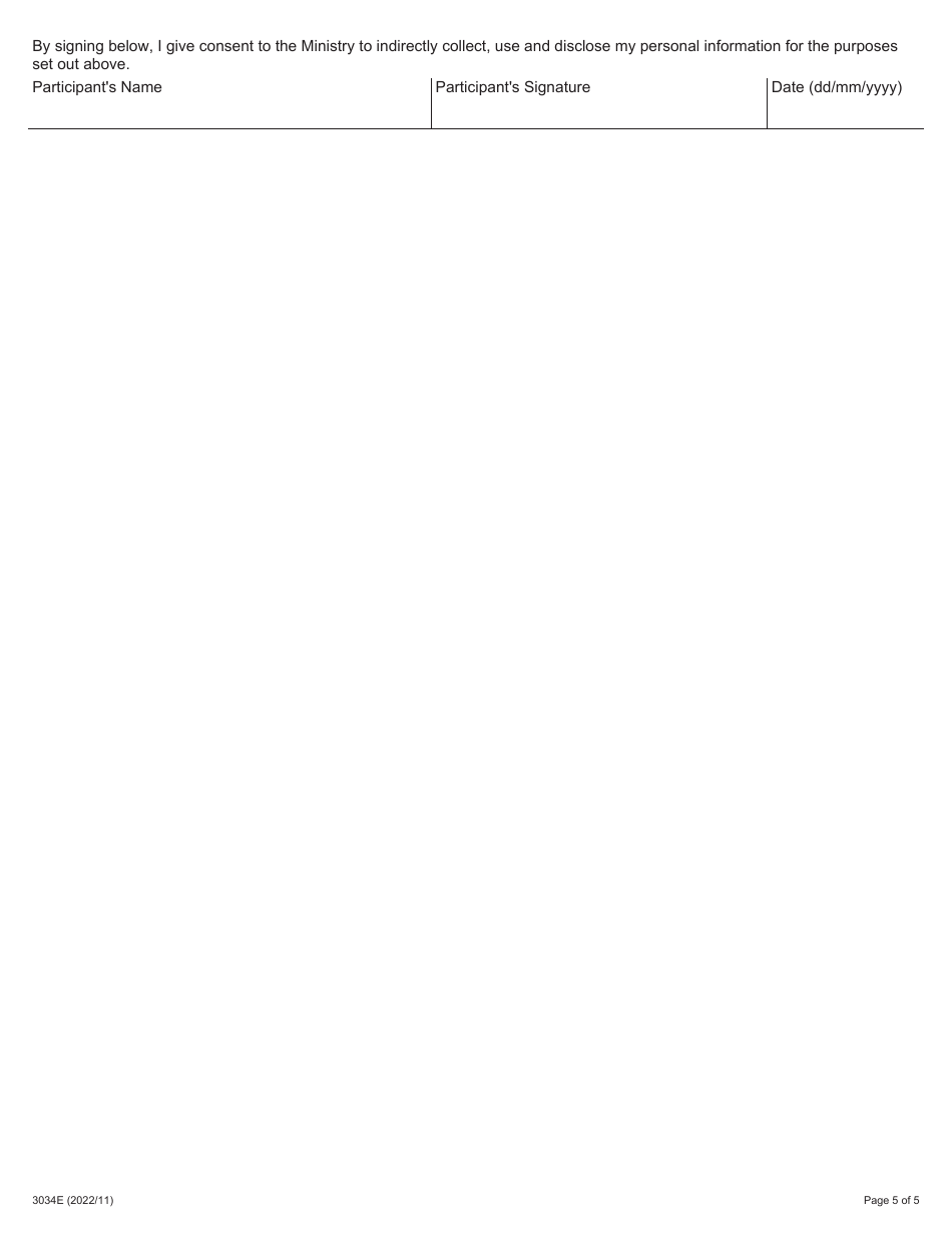 Form 3034E Skillsadvance Ontario Participant Registration - Ontario, Canada, Page 5