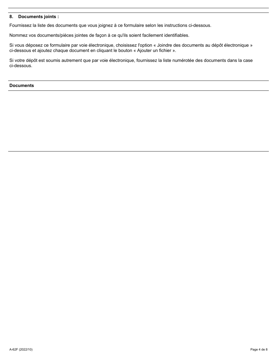 Forme A-62 Reponse / Intervention - Requete En Vertu De Larticle 21, 22 Et / Ou 23 De La Loi - Ontario, Canada (French), Page 4